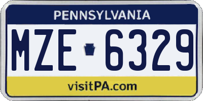 PA license plate MZE6329