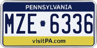 PA license plate MZE6336