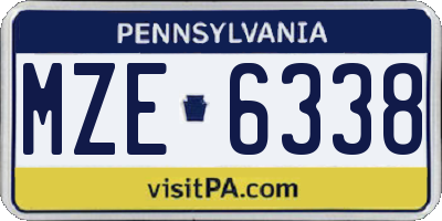 PA license plate MZE6338