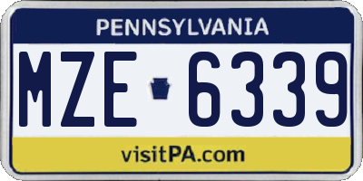 PA license plate MZE6339
