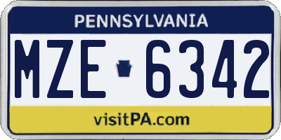 PA license plate MZE6342