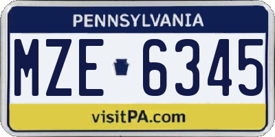 PA license plate MZE6345