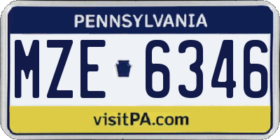 PA license plate MZE6346