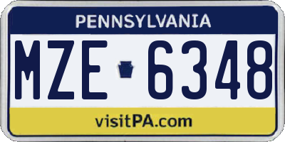 PA license plate MZE6348