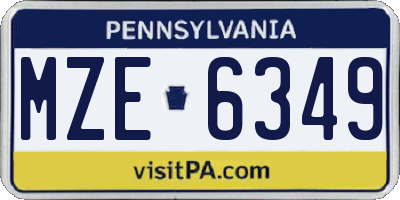 PA license plate MZE6349