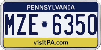 PA license plate MZE6350