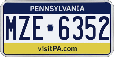 PA license plate MZE6352
