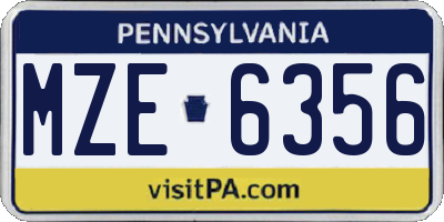 PA license plate MZE6356