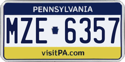 PA license plate MZE6357
