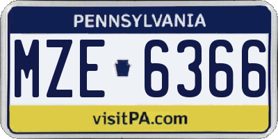 PA license plate MZE6366