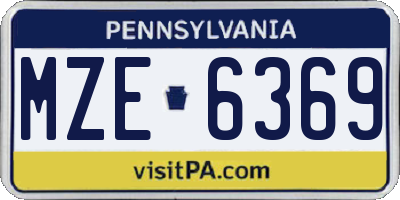 PA license plate MZE6369