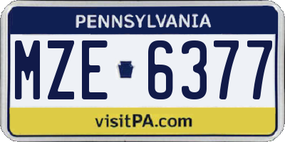 PA license plate MZE6377