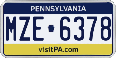 PA license plate MZE6378