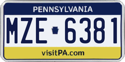 PA license plate MZE6381