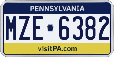 PA license plate MZE6382