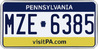 PA license plate MZE6385