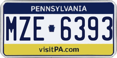 PA license plate MZE6393