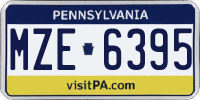 PA license plate MZE6395
