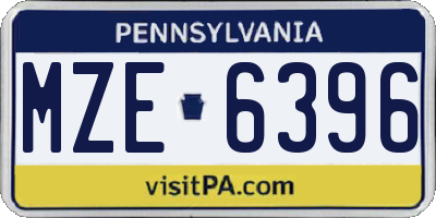 PA license plate MZE6396