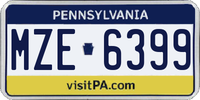 PA license plate MZE6399