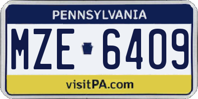 PA license plate MZE6409