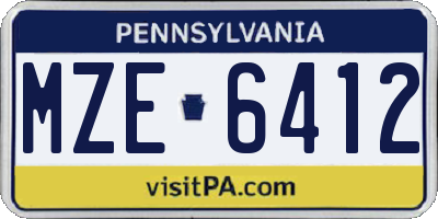 PA license plate MZE6412