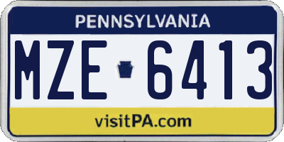 PA license plate MZE6413