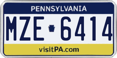 PA license plate MZE6414