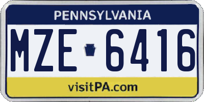PA license plate MZE6416