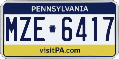 PA license plate MZE6417