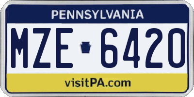 PA license plate MZE6420