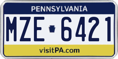 PA license plate MZE6421
