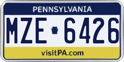 PA license plate MZE6426