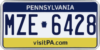 PA license plate MZE6428