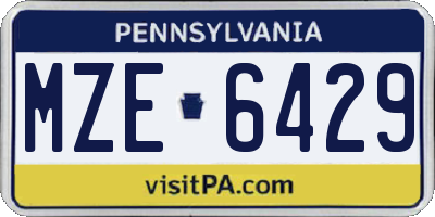 PA license plate MZE6429