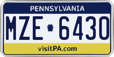 PA license plate MZE6430