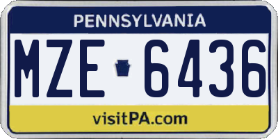 PA license plate MZE6436
