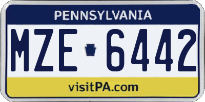 PA license plate MZE6442