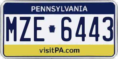 PA license plate MZE6443