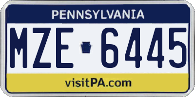PA license plate MZE6445