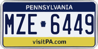 PA license plate MZE6449