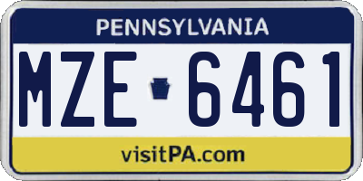 PA license plate MZE6461