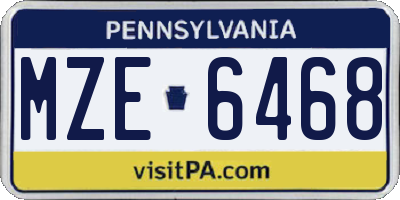PA license plate MZE6468