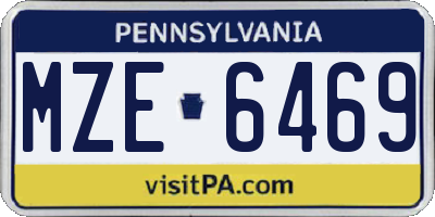 PA license plate MZE6469