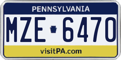 PA license plate MZE6470