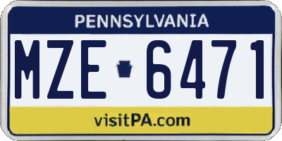 PA license plate MZE6471