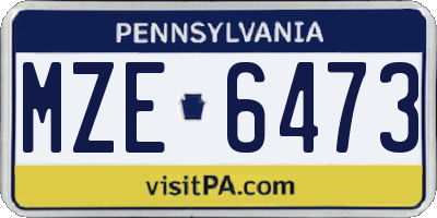 PA license plate MZE6473
