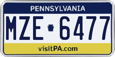 PA license plate MZE6477