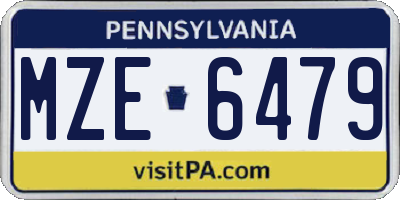 PA license plate MZE6479