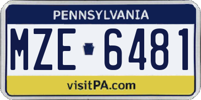 PA license plate MZE6481